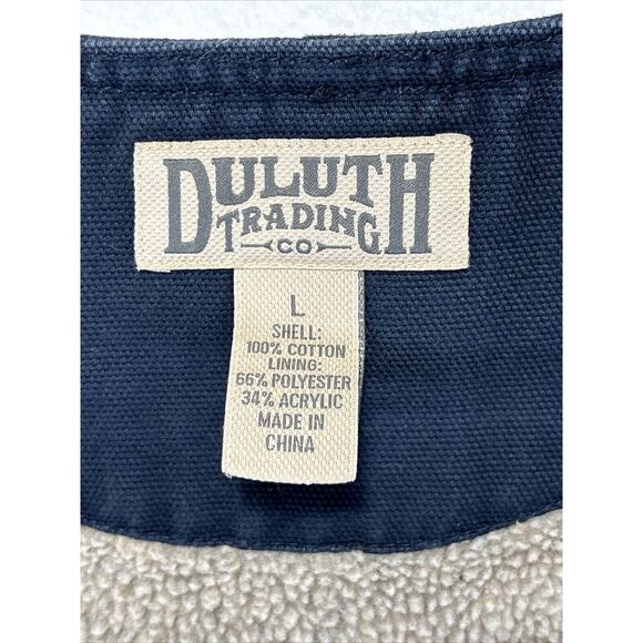 Duluth Trading Mens L Vest Sherpa Lined Canvas Full Zip Blue Pockets Workwear - Picture 4 of 10